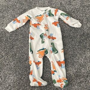 Fleece dino print Carter’s onesie, 6-9 months, like new - bundle only